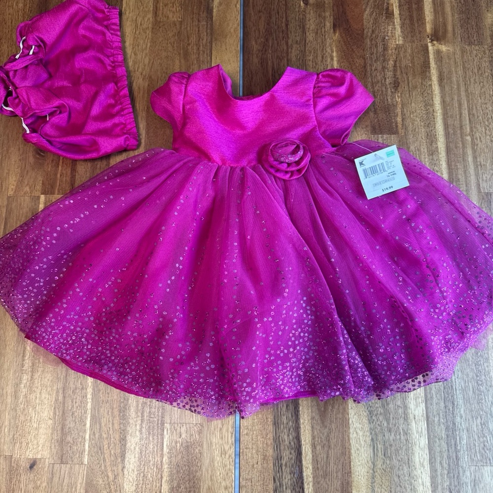 Vintage Holiday Editions Formal 6-9Mo Dress Fushia Church 2 Piece Outfit NWT Y2K
